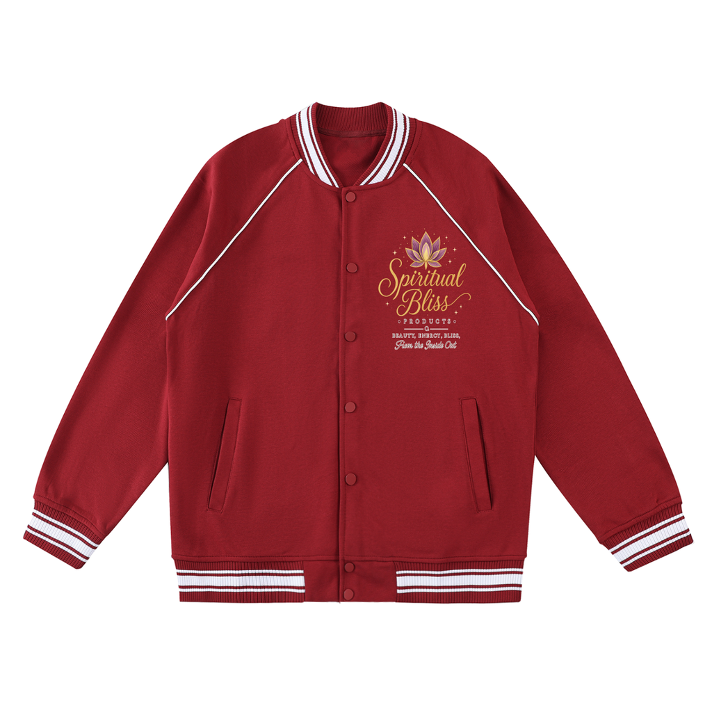 Contrast Trim Raglan Varsity Jacket