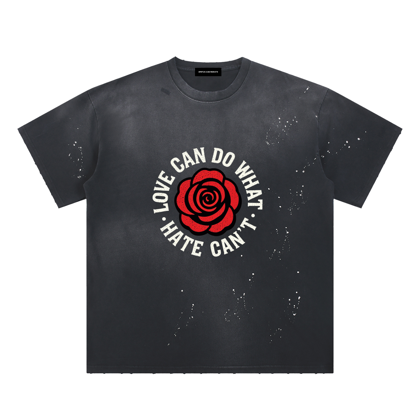 Hand-Frayed Sunfade Paint Splatter T-Shirt