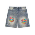 Faded Distressed Baggy Denim Shorts