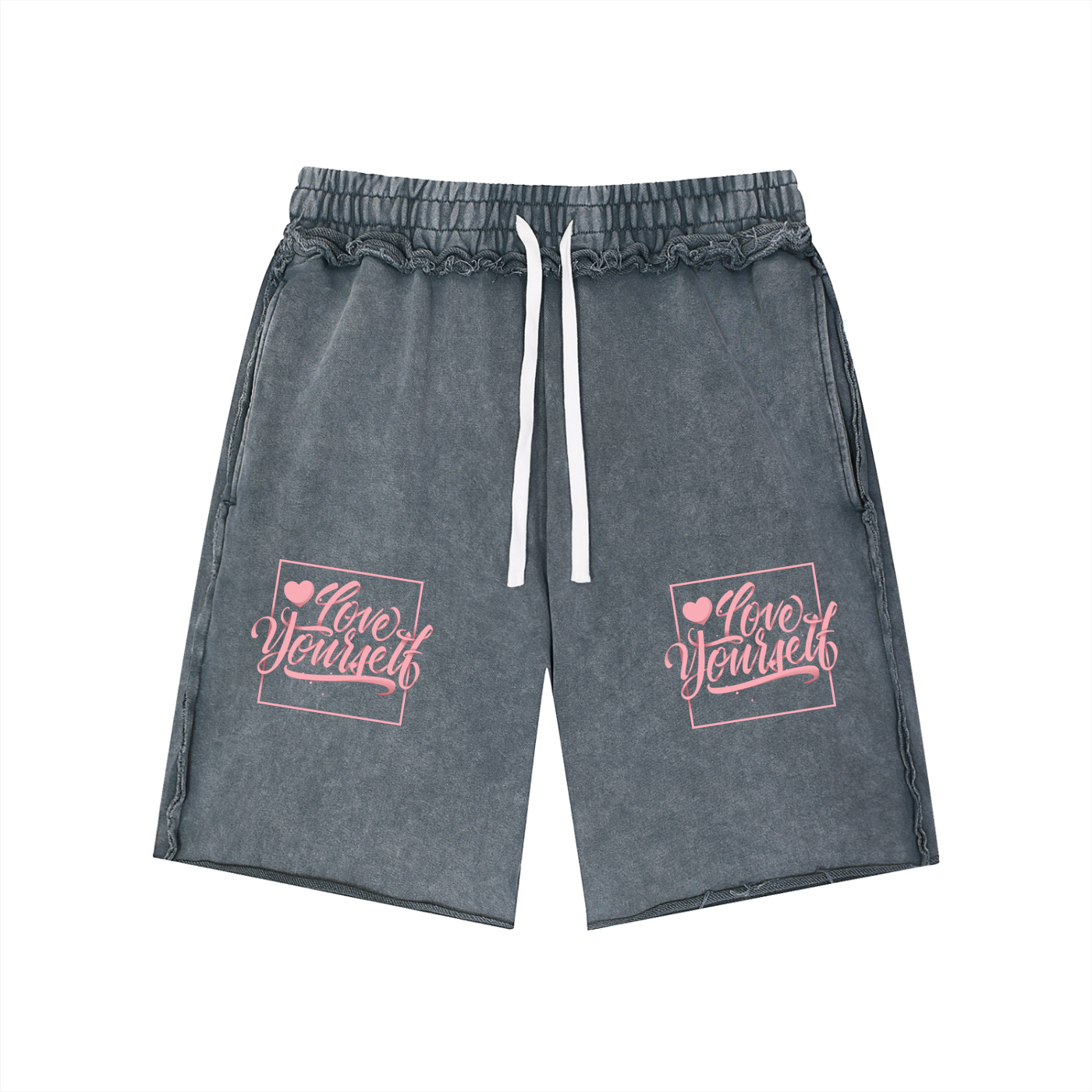 Unisex Mineral Wash Raw Edge Shorts