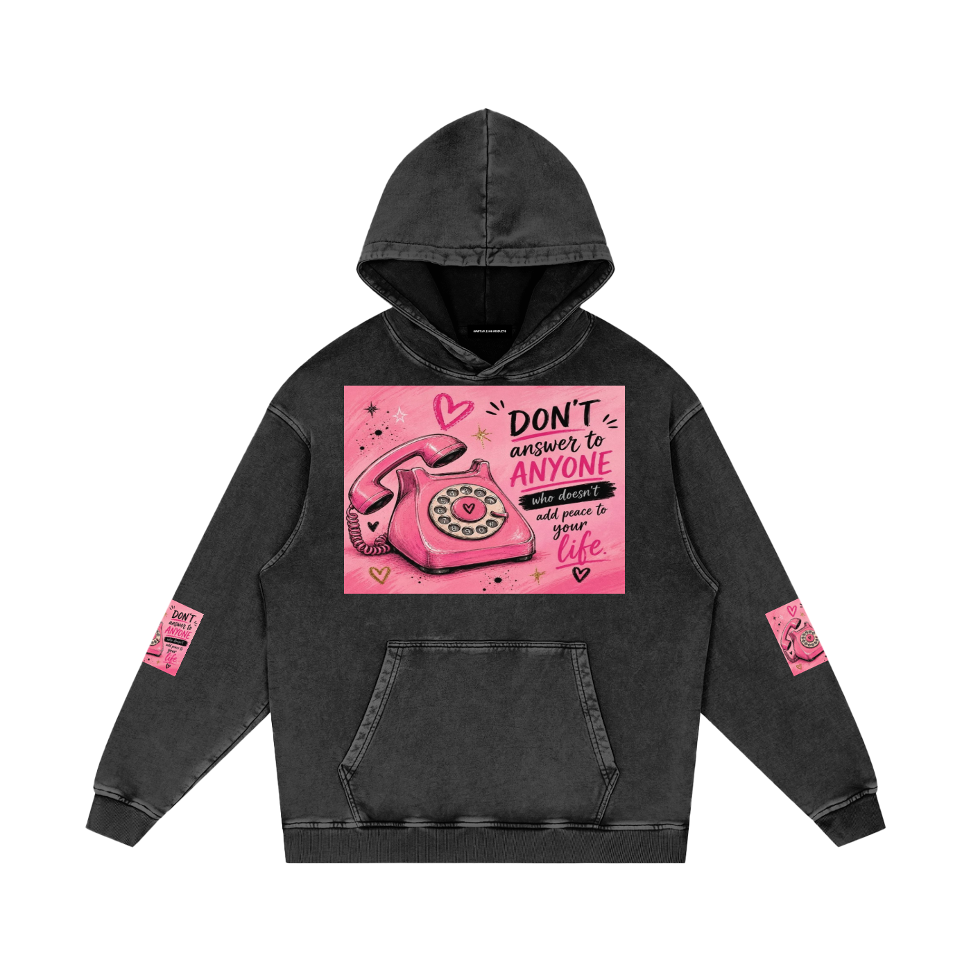 Snow Washed Loose Cotton Hoodie