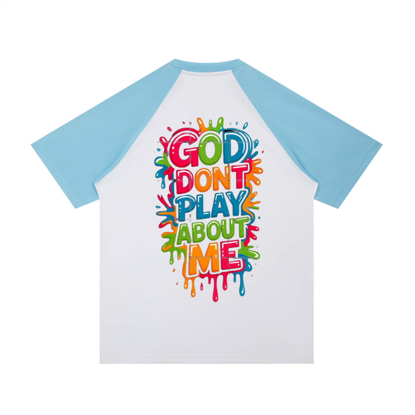 Contrast Raglan Sleeve Mesh T-Shirt