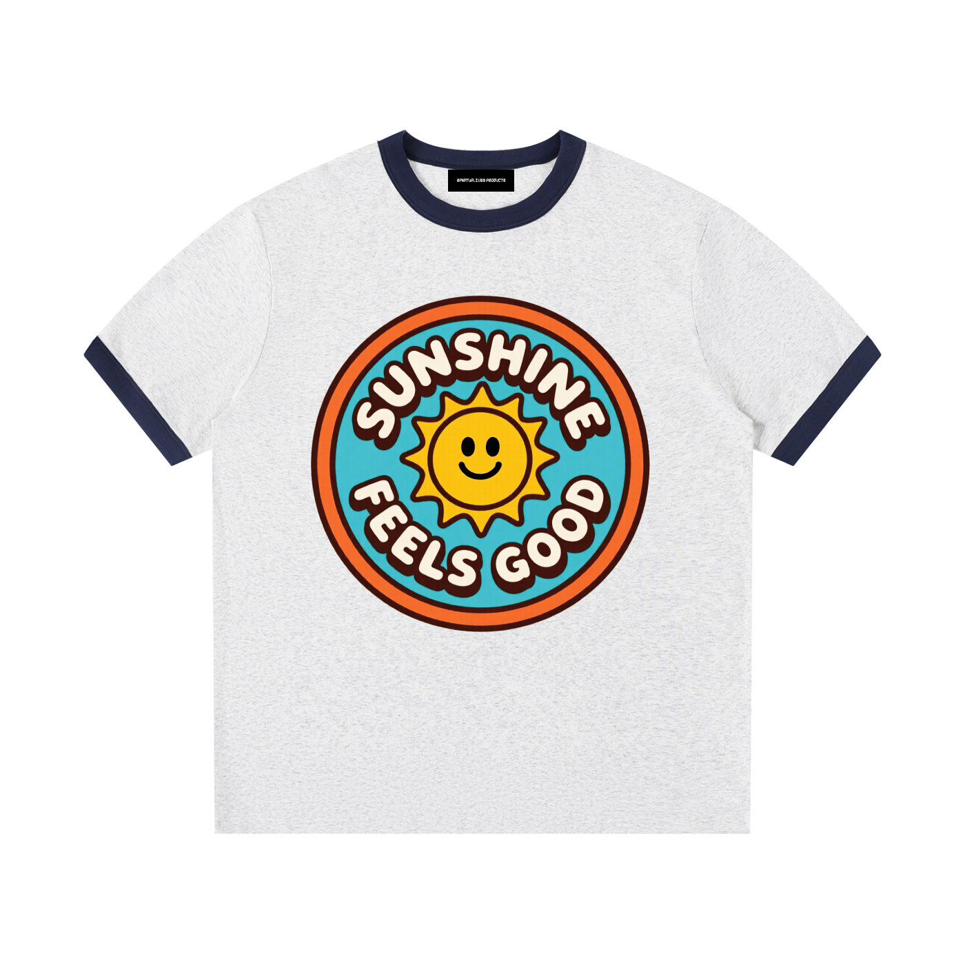 Contrast Edge Ribbed Crewneck T-Shirt