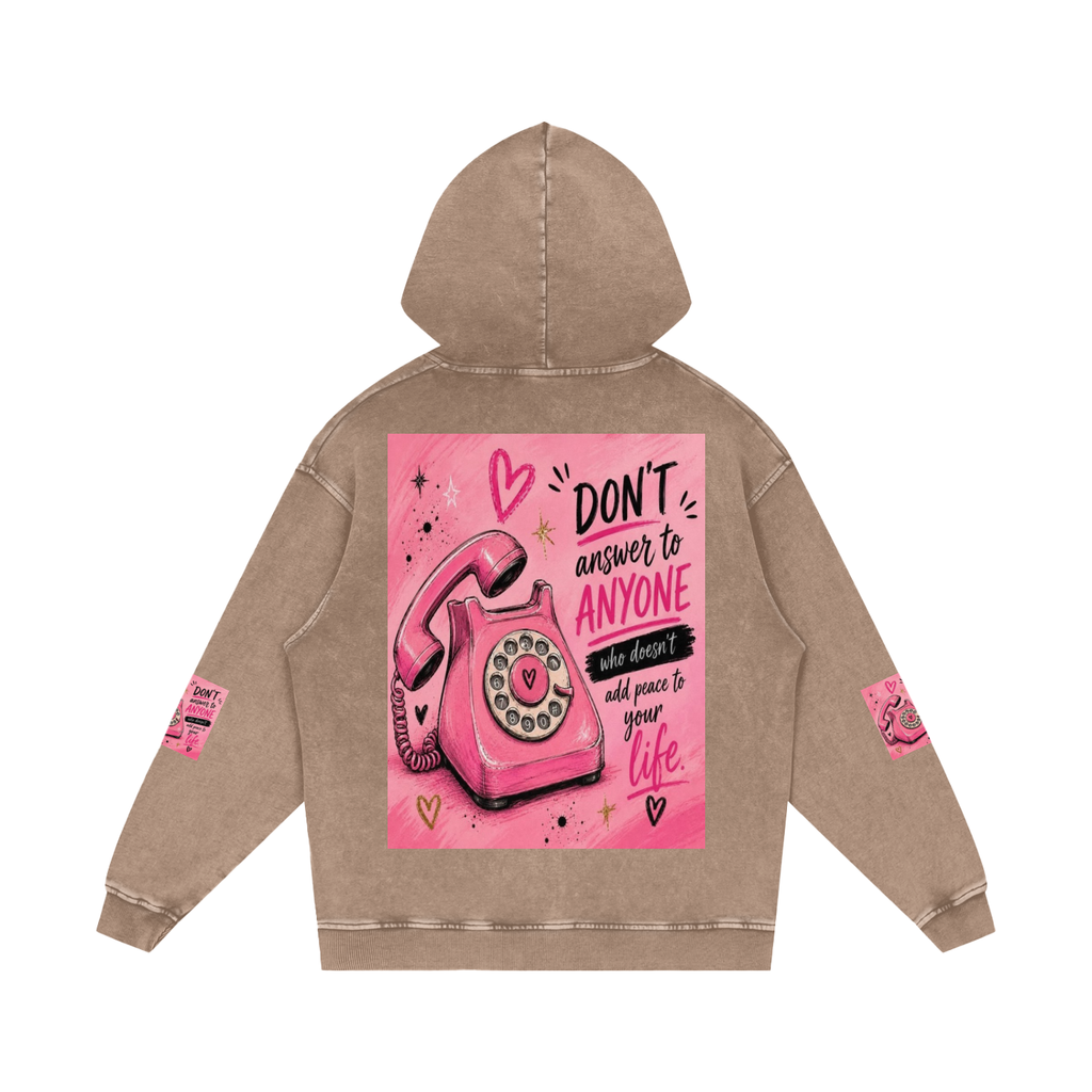Snow Washed Loose Cotton Hoodie