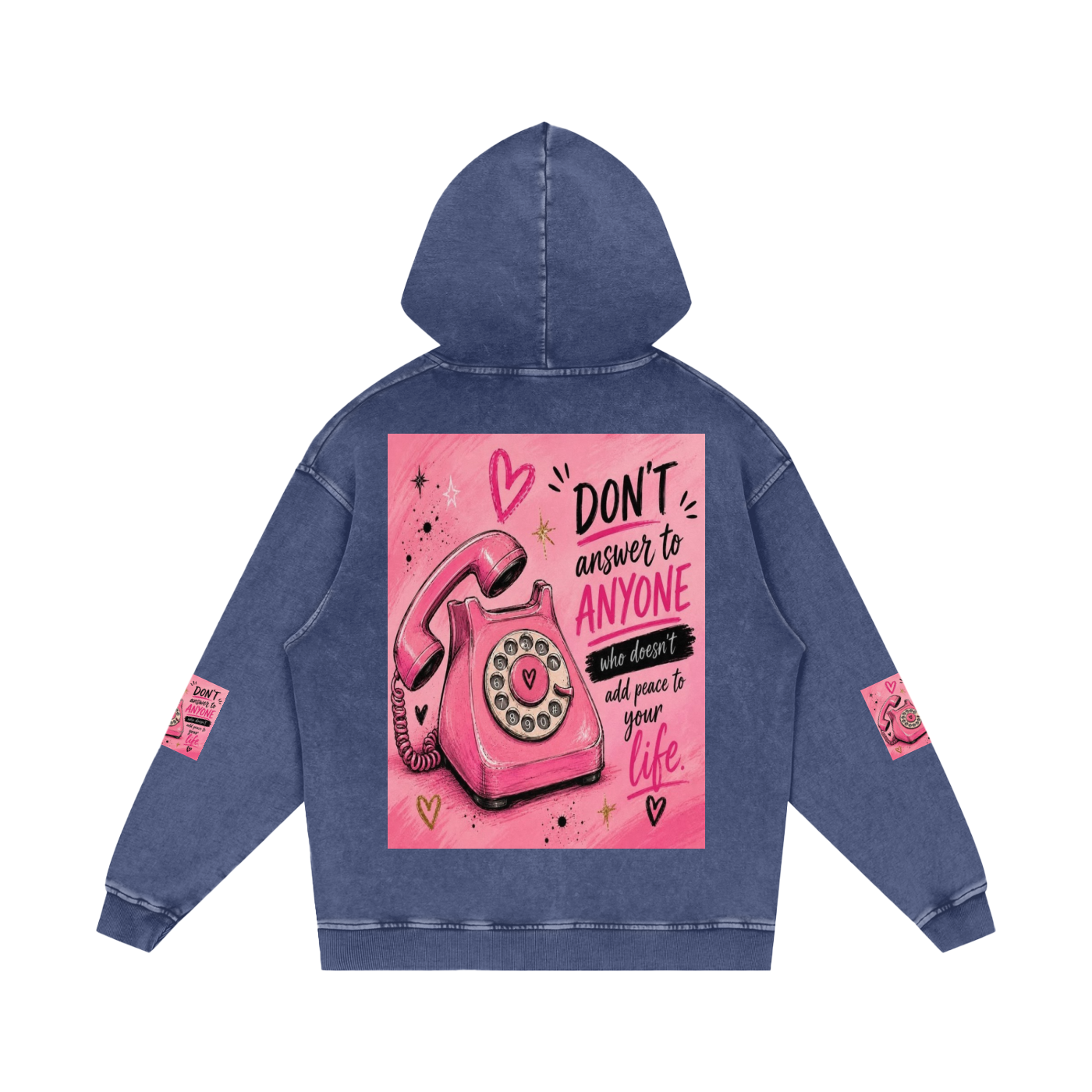 Snow Washed Loose Cotton Hoodie
