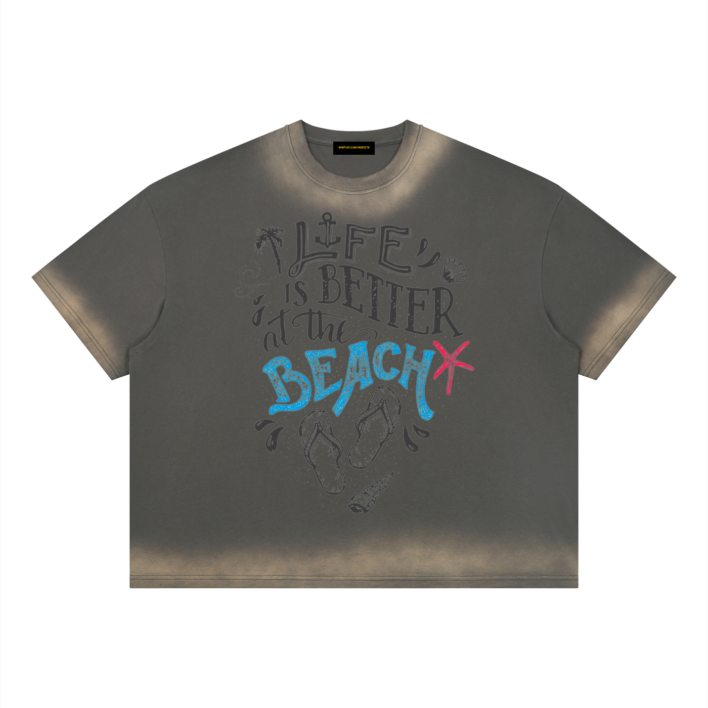 ユニセックス ボクシー サンフェード ヴィンテージウォッシュ Tシャツ