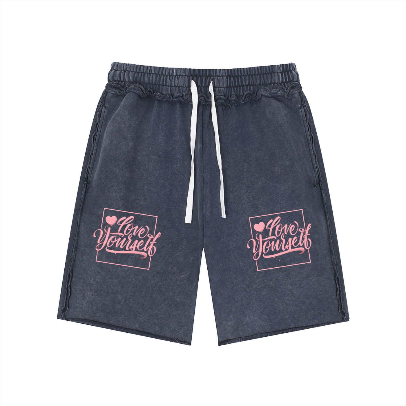 Unisex Mineral Wash Raw Edge Shorts