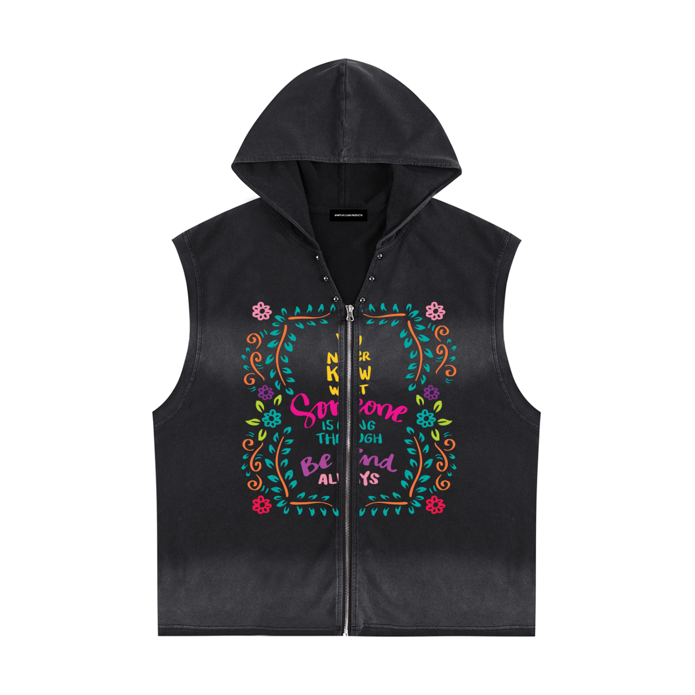 Vintage Washed Zip-Up Hooded Tank Top
