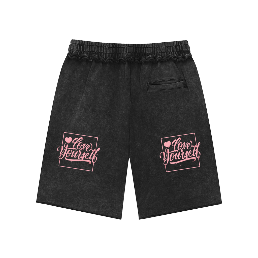 Unisex Mineral Wash Raw Edge Shorts