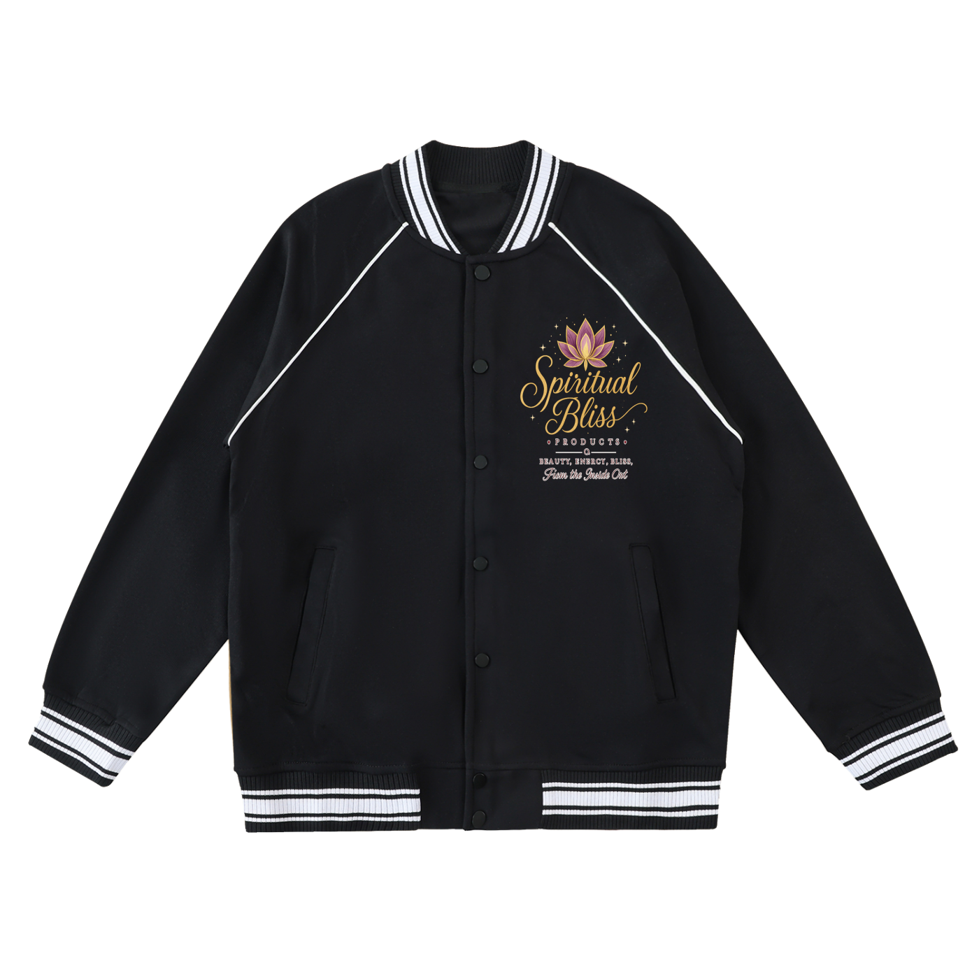 Contrast Trim Raglan Varsity Jacket