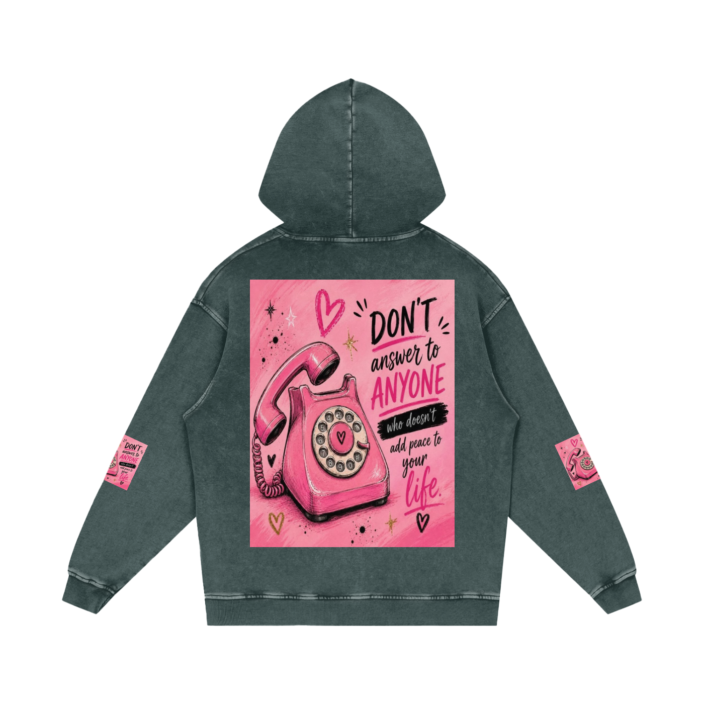 Snow Washed Loose Cotton Hoodie