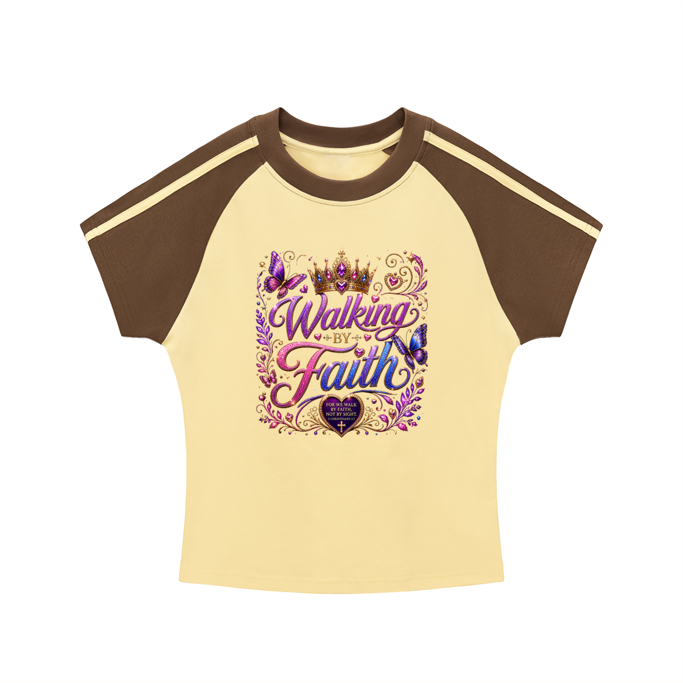 コントラストストライプスボディコンラグランスリーブTシャツ