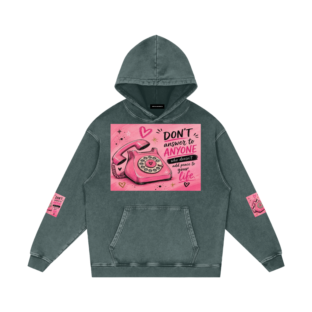 Snow Washed Loose Cotton Hoodie