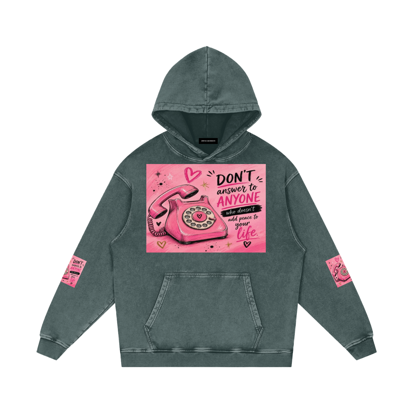 Snow Washed Loose Cotton Hoodie