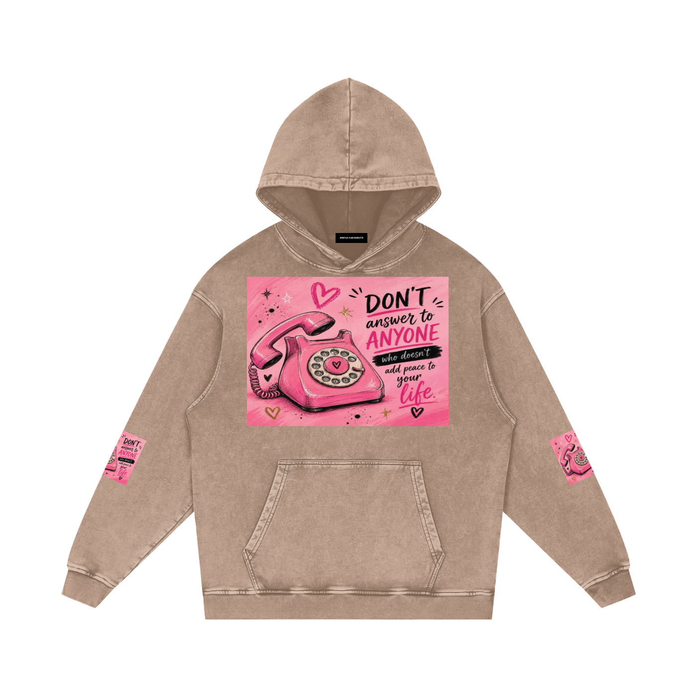 Snow Washed Loose Cotton Hoodie
