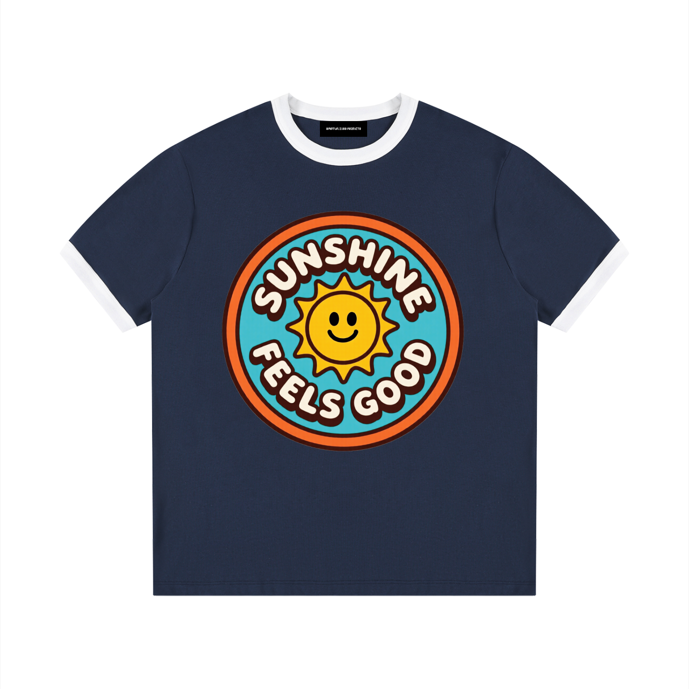 Contrast Edge Ribbed Crewneck T-Shirt