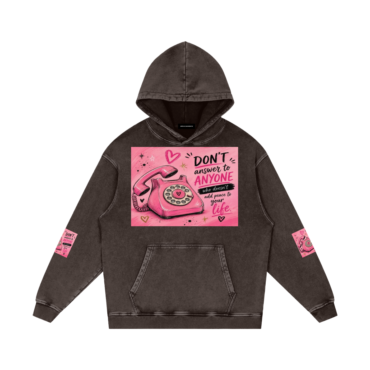 Snow Washed Loose Cotton Hoodie