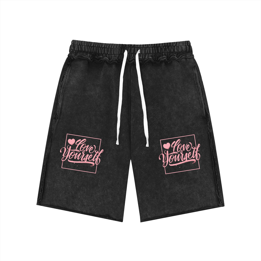 Unisex Mineral Wash Raw Edge Shorts