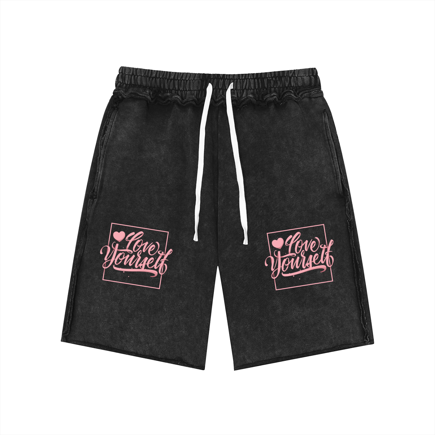 Unisex Mineral Wash Raw Edge Shorts
