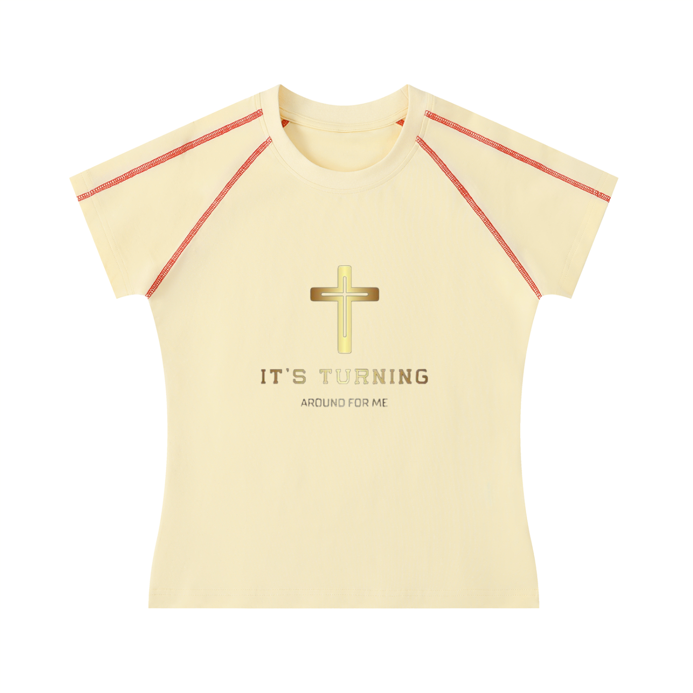レディース コントラストステッチ ラグランTシャツ