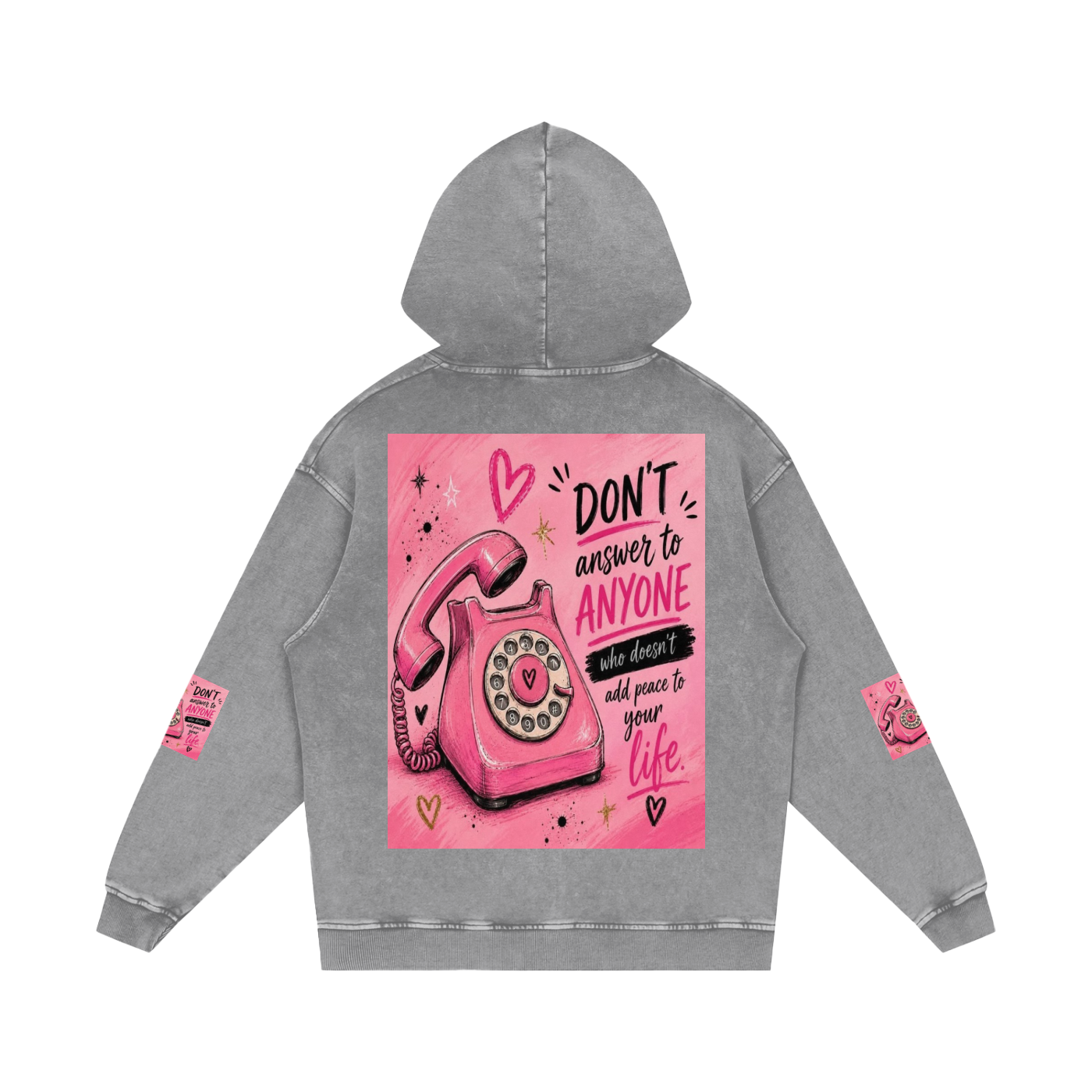 Snow Washed Loose Cotton Hoodie