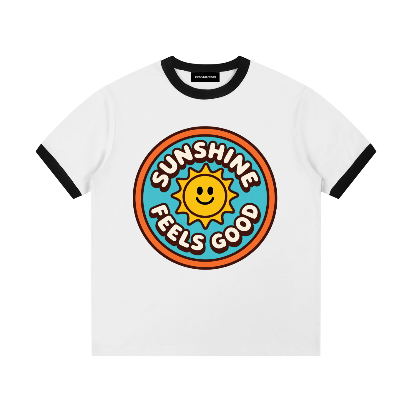 Contrast Edge Ribbed Crewneck T-Shirt