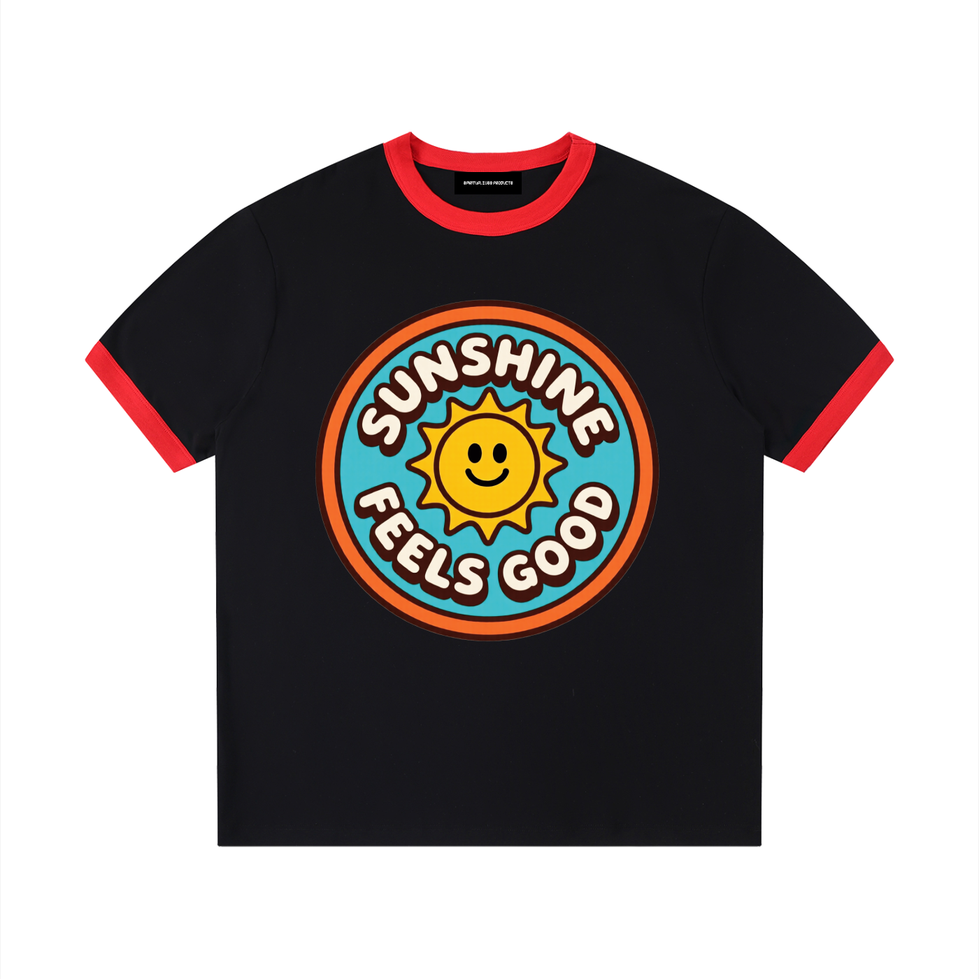 Contrast Edge Ribbed Crewneck T-Shirt