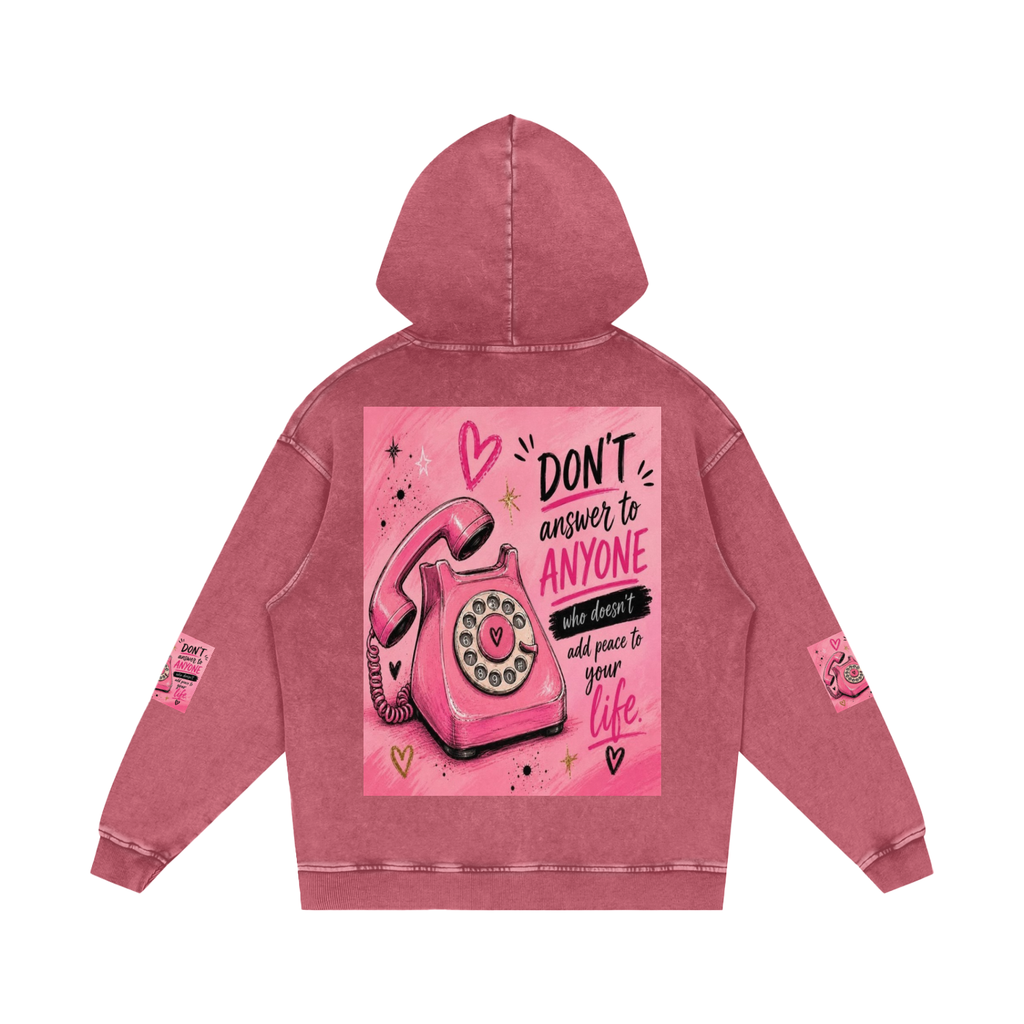 Snow Washed Loose Cotton Hoodie