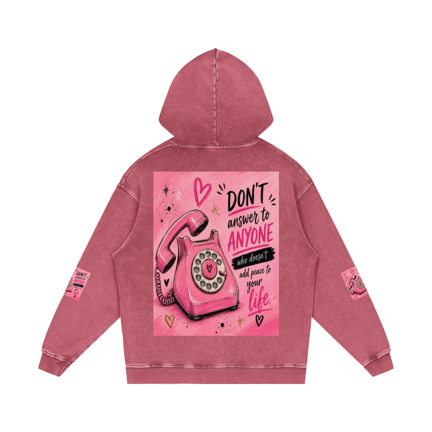 Snow Washed Loose Cotton Hoodie