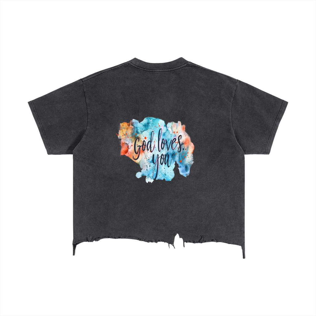 Vintage Wash Boxy Distressed Hem T-Shirt