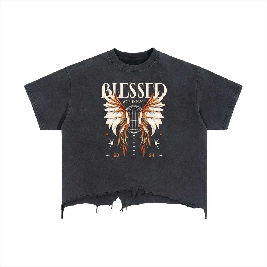 Vintage Wash Boxy Distressed Hem T-Shirt