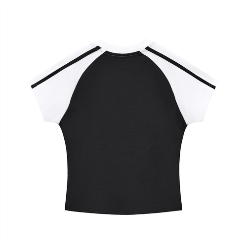 コントラストストライプスボディコンラグランスリーブTシャツ