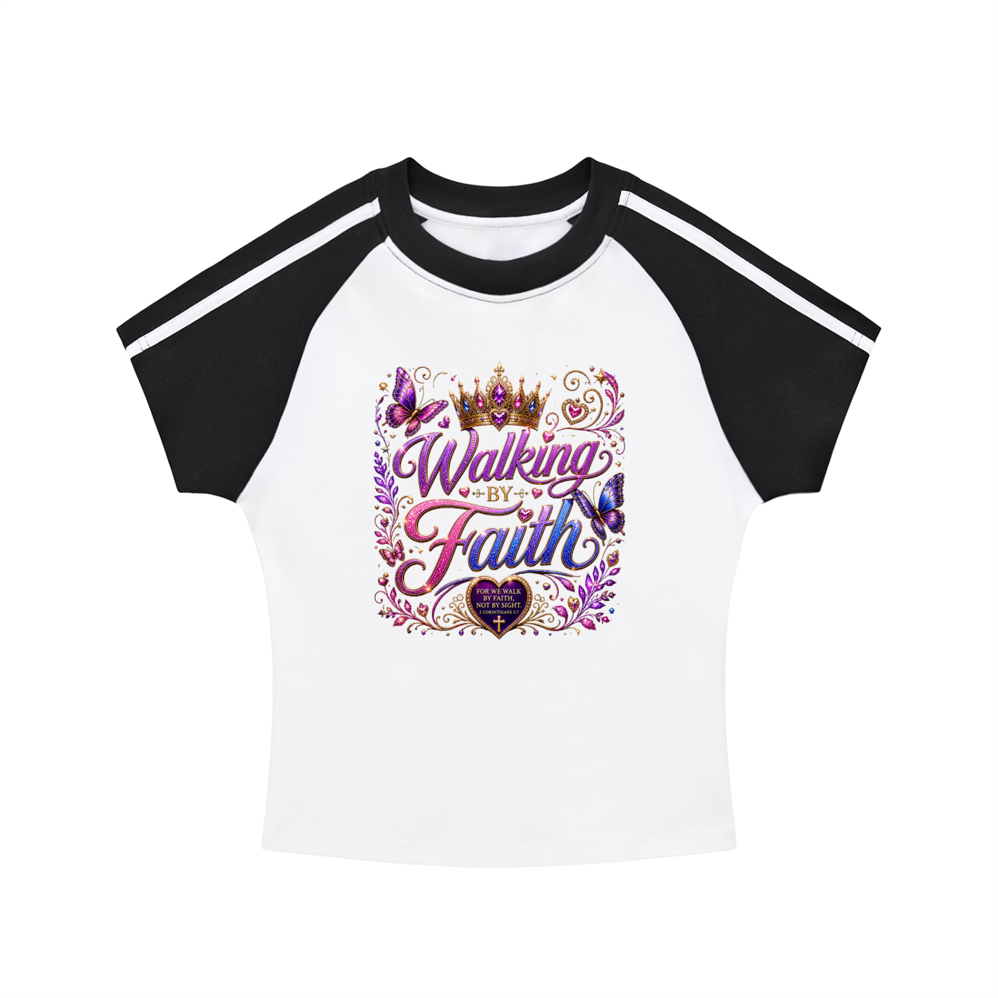 コントラストストライプスボディコンラグランスリーブTシャツ