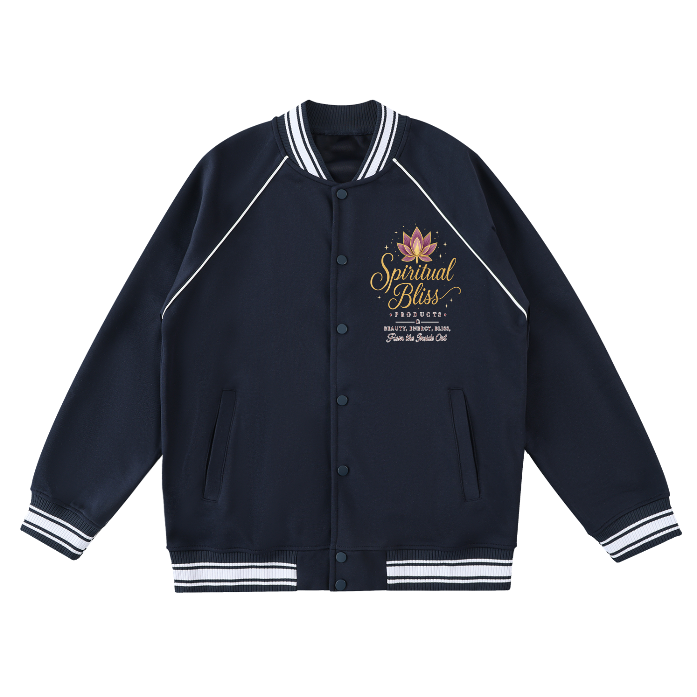 Contrast Trim Raglan Varsity Jacket