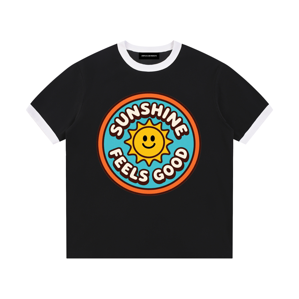 Contrast Edge Ribbed Crewneck T-Shirt