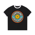 Contrast Edge Ribbed Crewneck T-Shirt