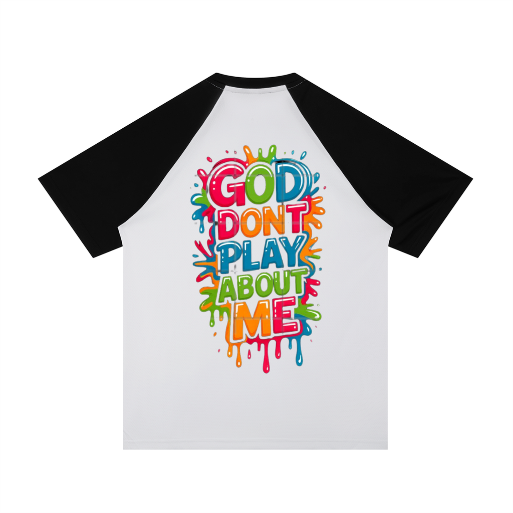 Contrast Raglan Sleeve Mesh T-Shirt