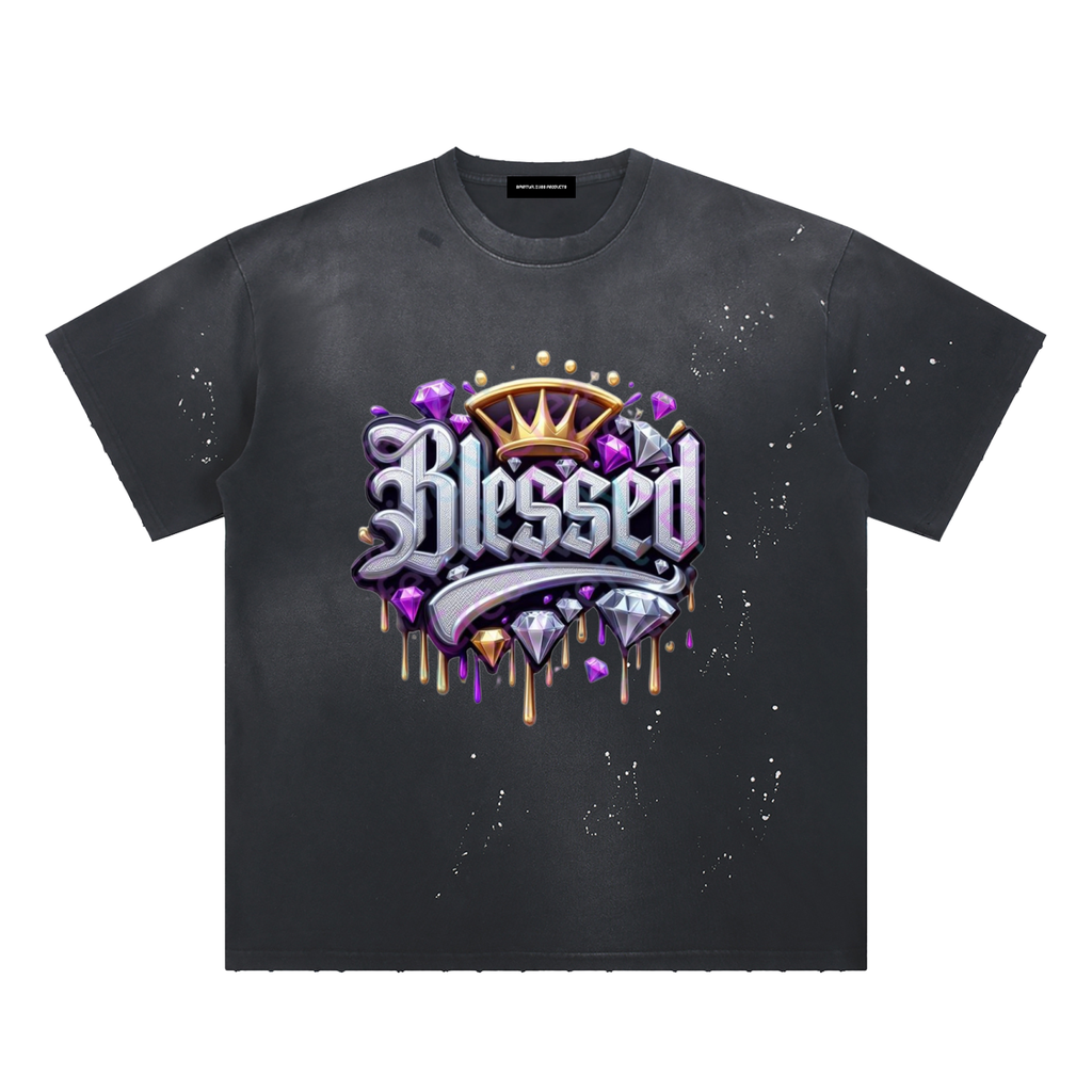 Hand-Frayed Sunfade Paint Splatter T-Shirt