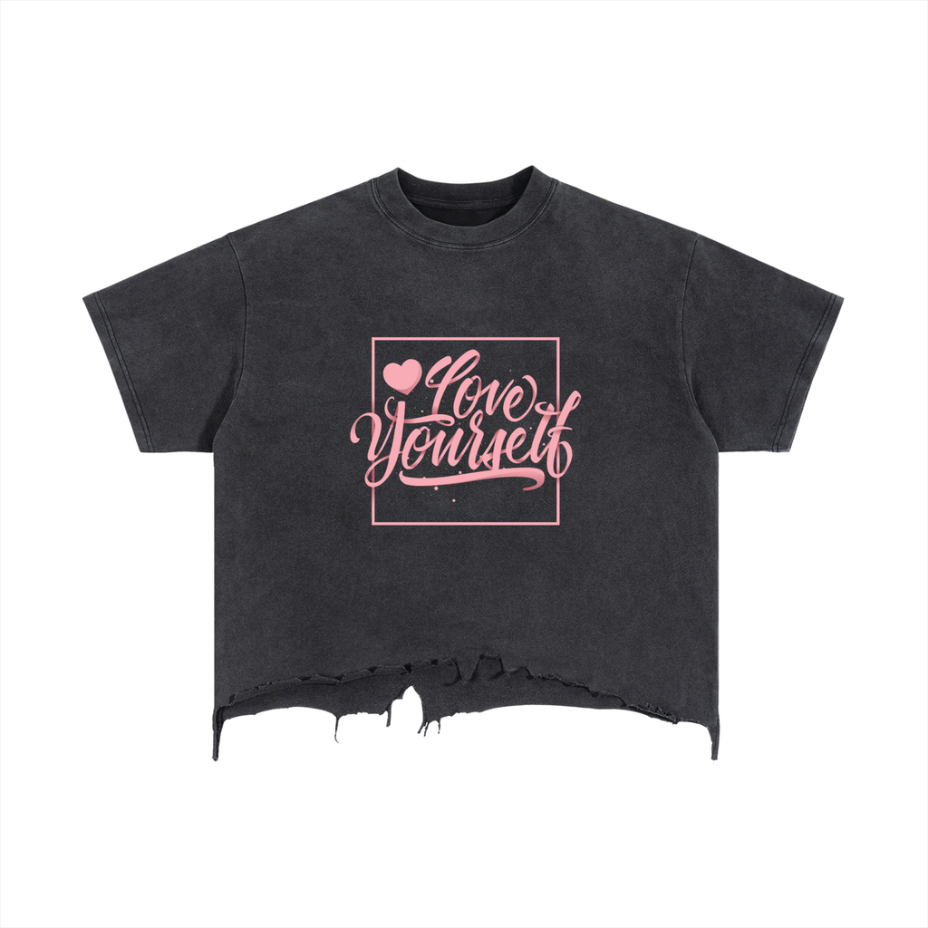 Vintage Wash Boxy Distressed Hem T-Shirt