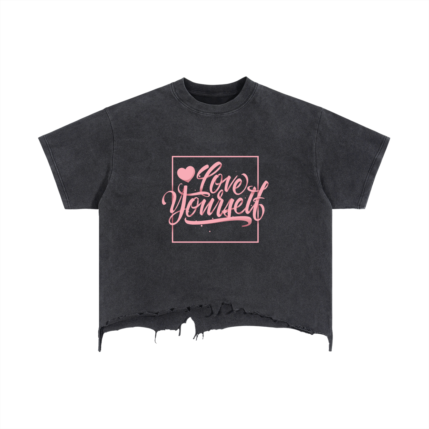 Vintage Wash Boxy Distressed Hem T-Shirt