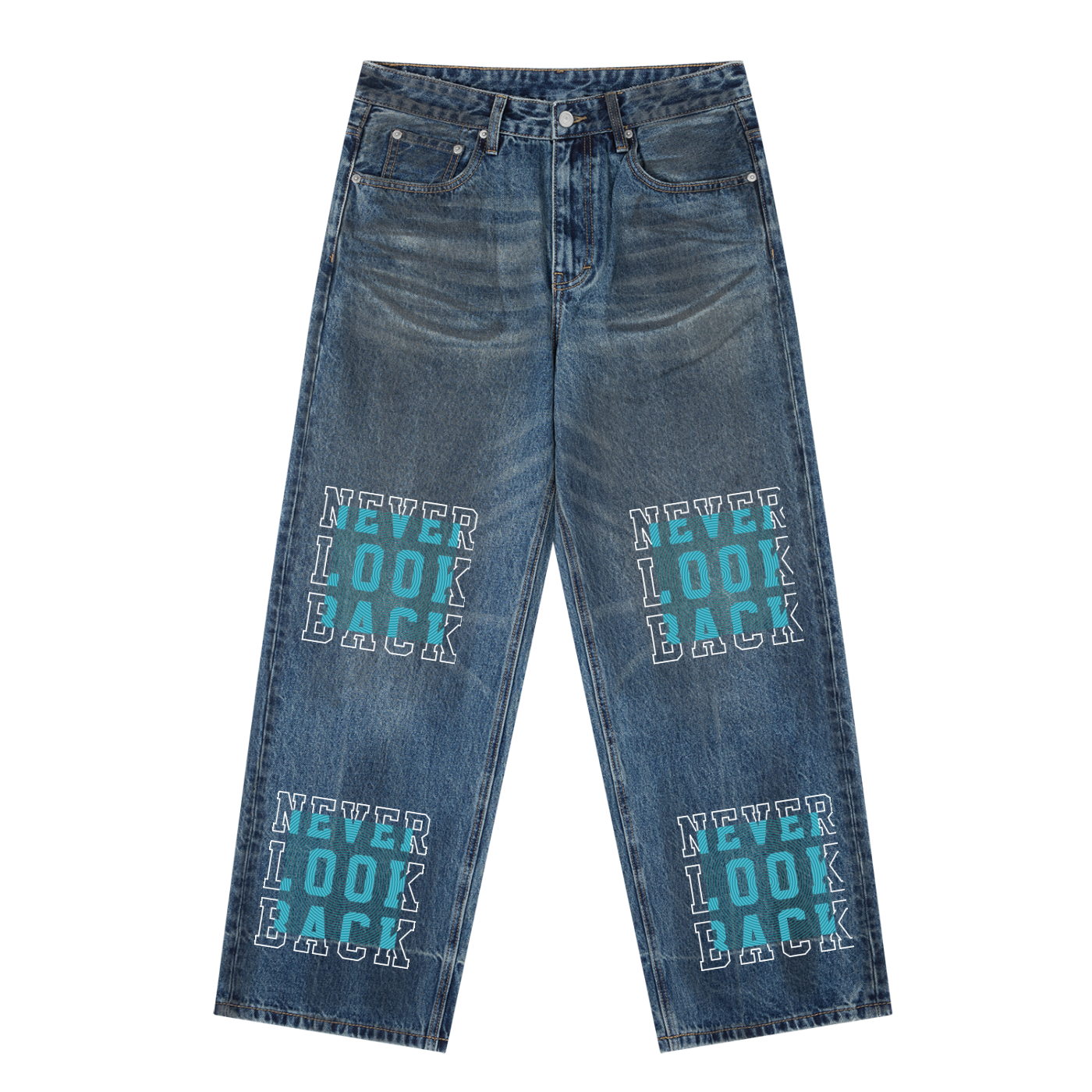Vintage Wash Baggy Denim Jeans