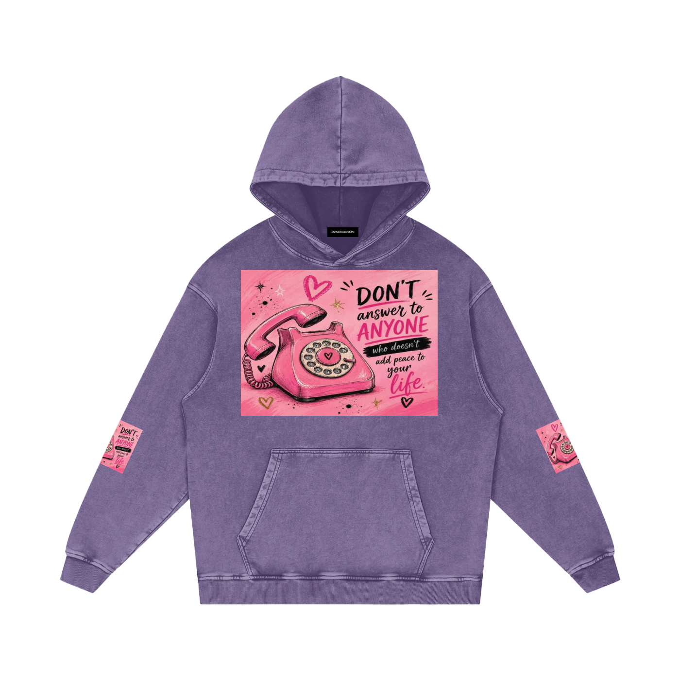 Snow Washed Loose Cotton Hoodie
