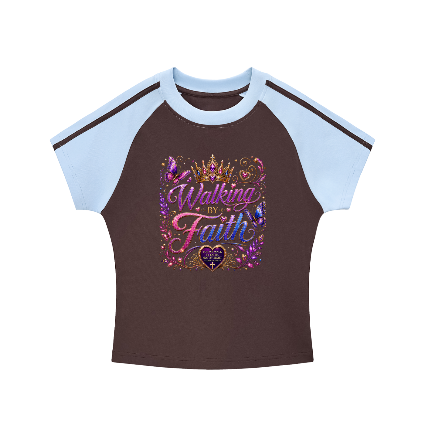 コントラストストライプスボディコンラグランスリーブTシャツ