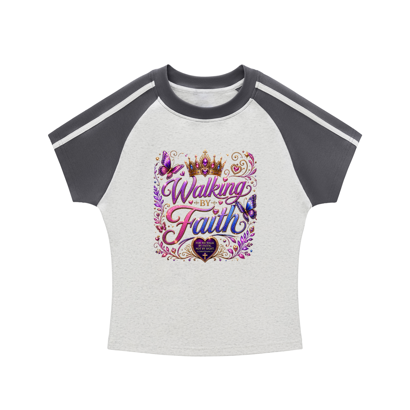 コントラストストライプスボディコンラグランスリーブTシャツ