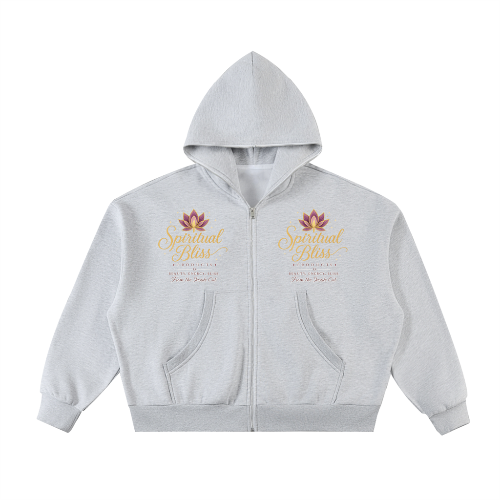 Fleeced Full-Zip Boxy Hoodie