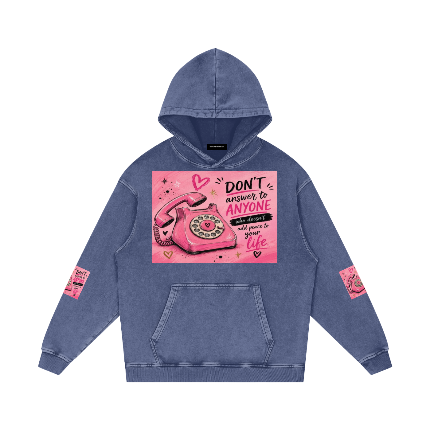 Snow Washed Loose Cotton Hoodie
