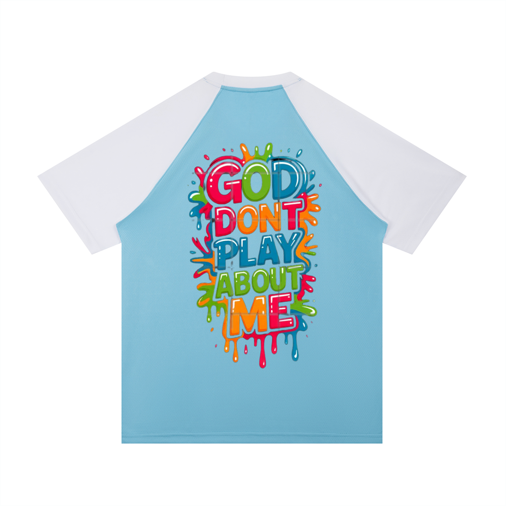 Contrast Raglan Sleeve Mesh T-Shirt