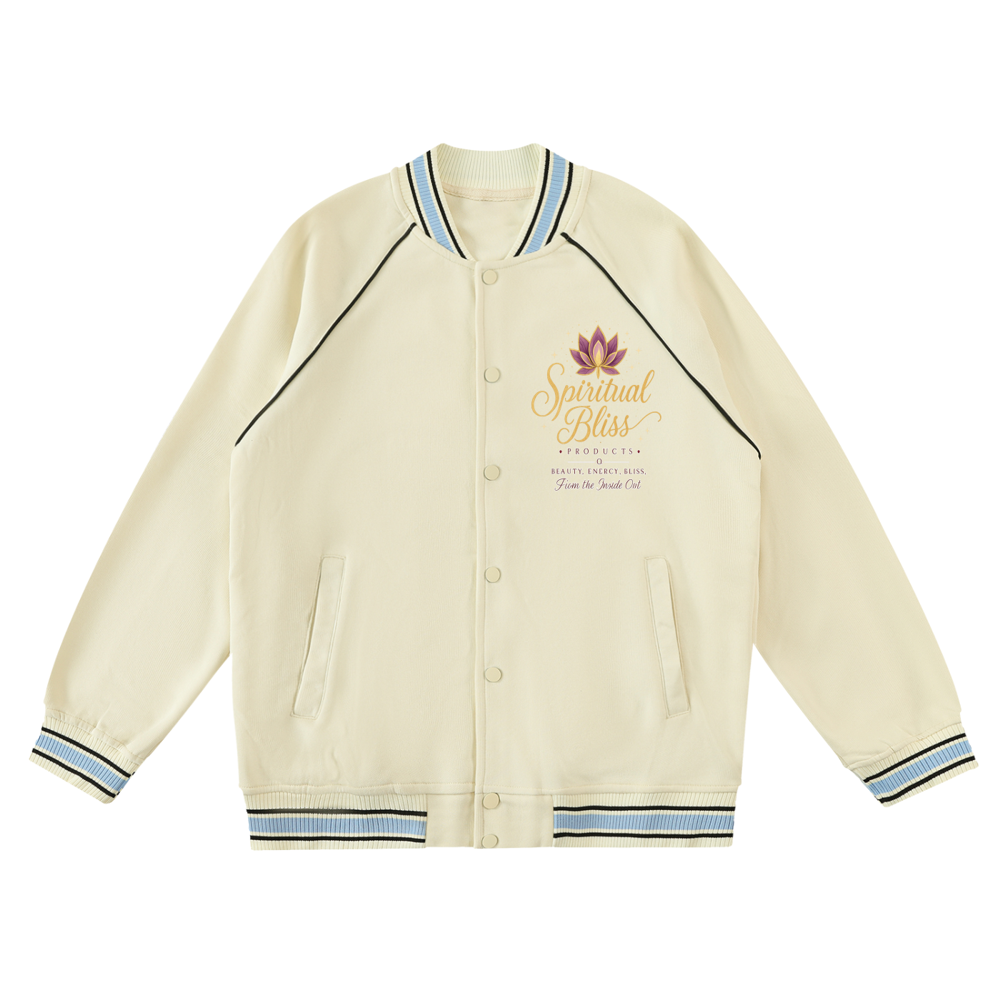 Contrast Trim Raglan Varsity Jacket