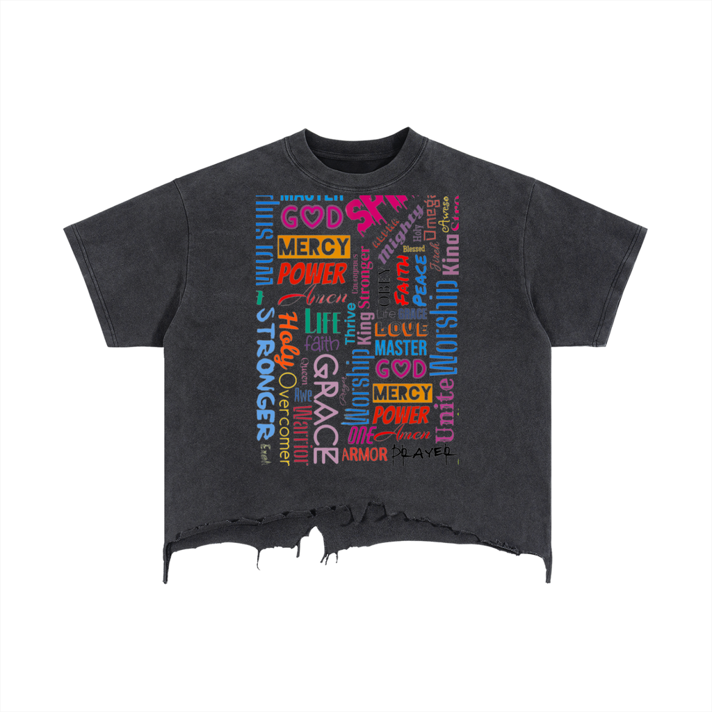 Vintage Wash Boxy Distressed Hem T-Shirt