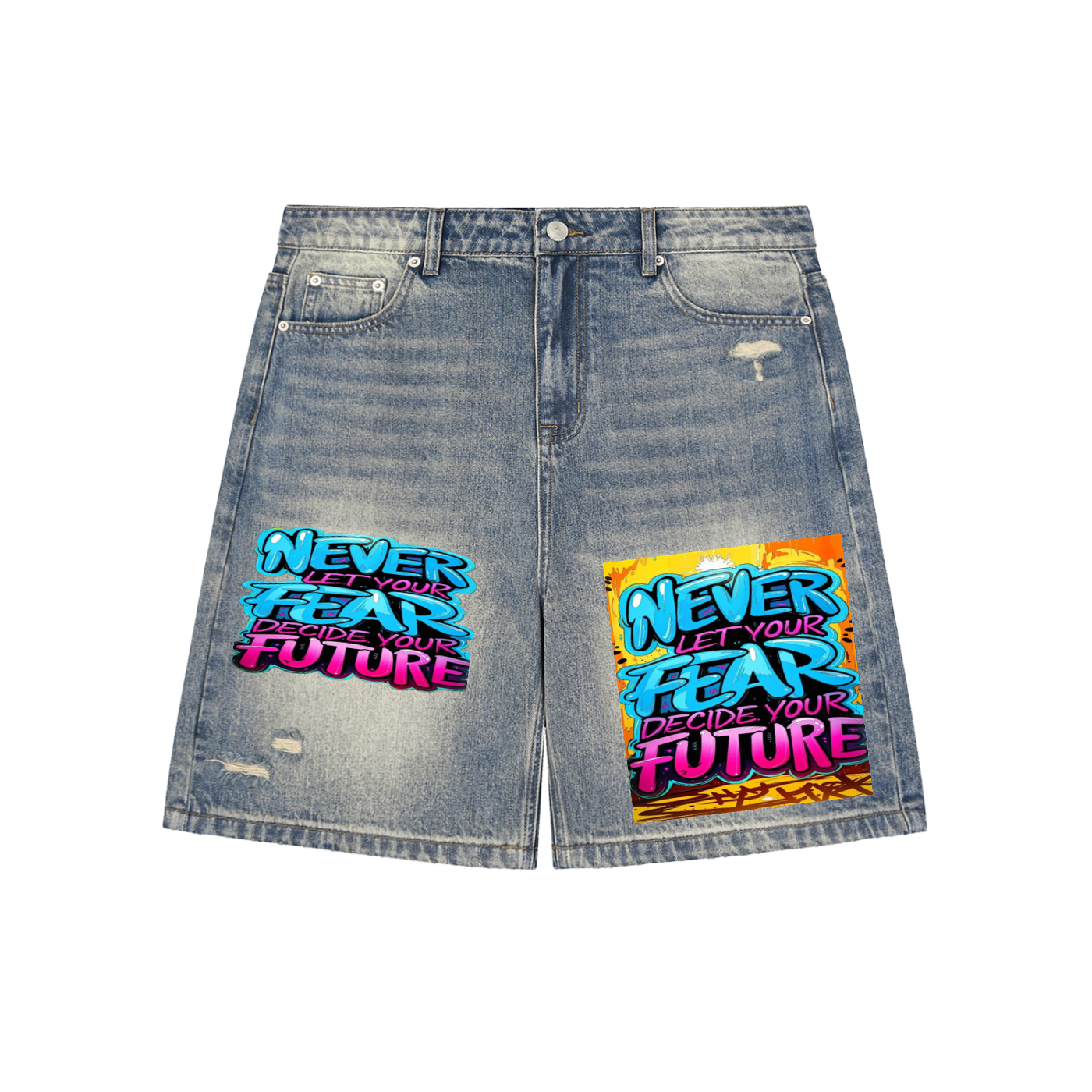 Faded Distressed Baggy Denim Shorts